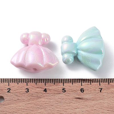 UV Plating Rainbow Iridescent Acrylic Beads X-OACR-A029-06-1