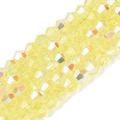 AB Color Plated Transparent Glass Beads Strands GLAA-G127-01-02A-1