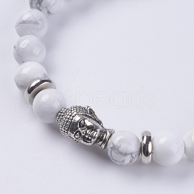 Natural Howlite Beads Stretch Bracelets BJEW-E325-D24-1