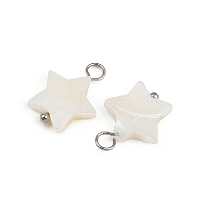 Natural Shell Star Pendants STAS-D378-35P-1