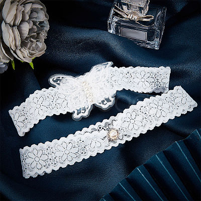 Polyester Lace Elastic Bridal Garters DIY-WH0308-148B-1