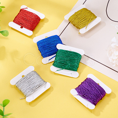 6Pcs 6 Colors 12-Ply Polyester Metallic Embroidery Threads DIY-TAC0020-74-1