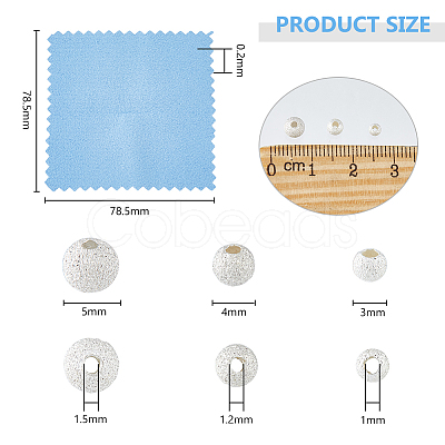 36Pcs 3 Size Round 925 Sterling Silver Textured Beads STER-DC0001-33-1