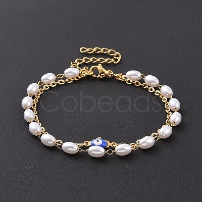 PVD Vacuum Plating 304 Stainless Steel Multi-strand Bracelets BJEW-E054-01G-E-1