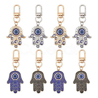 8Pcs 4 Style Alloy Enamel Turkish Evil Eye Pendant Decoration KEYC-GL0001-07-1