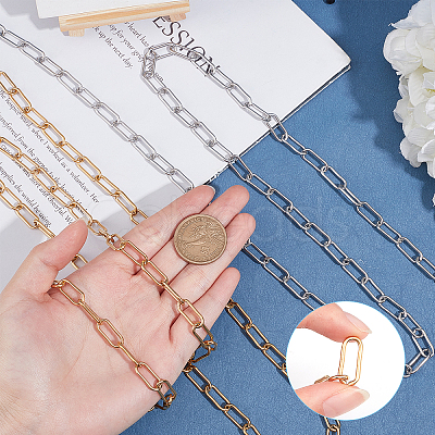 2Pcs 2 Style 304 Stainless Steel Handmade Chains CHS-GA0001-02-1