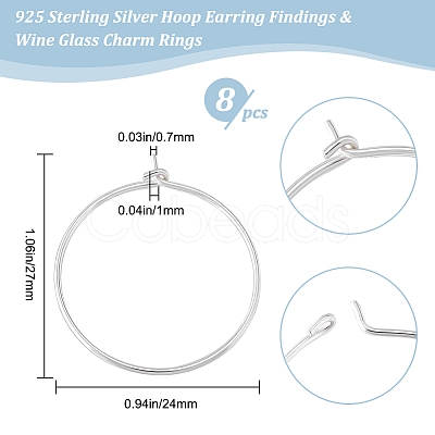 Beebeecraft 4 Pairs 925 Sterling Silver Hoop Earring Findings FIND-BBC0002-77-1