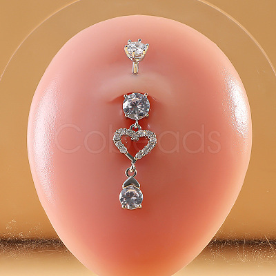 316L Surgical Stainless Steel Micro Pave Clear Cubic Zirconia Belly Rings FS-WG9E32A-07-1