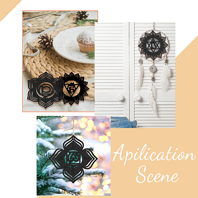 Wooden Bohemian Meditation Energy Symbol Cup Mats DJEW-WH0034-65A-1