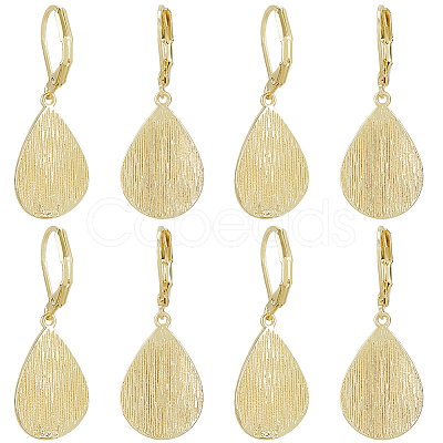 4 Pairs Teardrop Brass Leverback Earrings EJEW-HS0001-21G-1