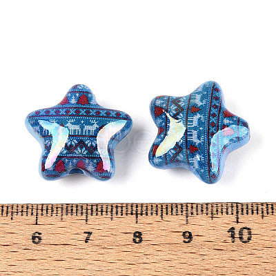Christmas UV Plating Printed Opaque Acrylic Beads MACR-N018-06D-1