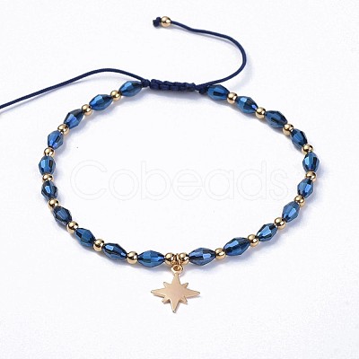 Electroplate Glass Braided Beads Bracelets BJEW-JB04307-06-1