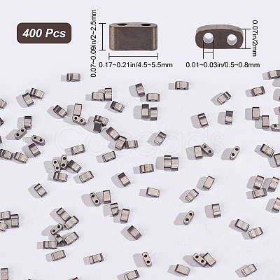 400Pcs 2-Hole Glass Seed Beads SEED-CN0001-08-1