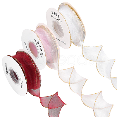 Fingerinspire 3 Rolls 3 Colors Organza Ribbons SRIB-FG0001-15-1