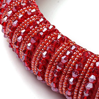 Bling Bling Glass Beaded Hairband OHAR-PW0007-26R-1