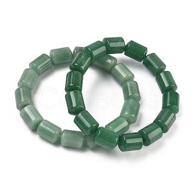 Column Natural Green Aventurine Beads Stretch Bracelets for Women Men BJEW-A148-01A-16-1