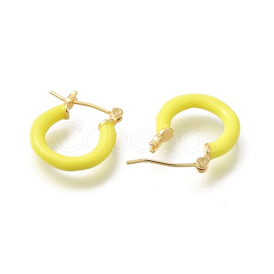 Brass Enamel Hoop Earrings for Women EJEW-M211-01LG-F-1