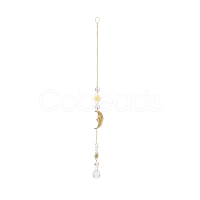 Glass Teardrop Big Pendant Decorations HJEW-M005-05D-G-1