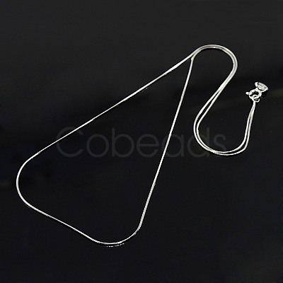 Anti-Tarnish Trendy Unisex Rhodium Plated 925 Sterling Silver Snake Chain Necklaces STER-M034-B-08-1