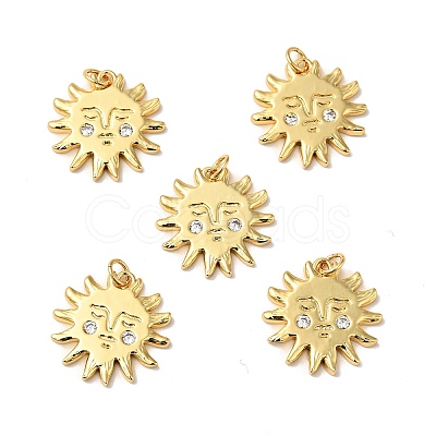 Rack Plating Brass Micro Pave Clear Cubic Zirconia Pendants X-KK-H431-23G-1