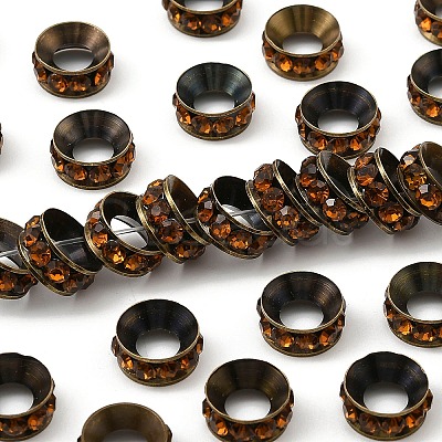 Brass Rhinestone Spacer Beads RB-A020-10mm-15AB-1