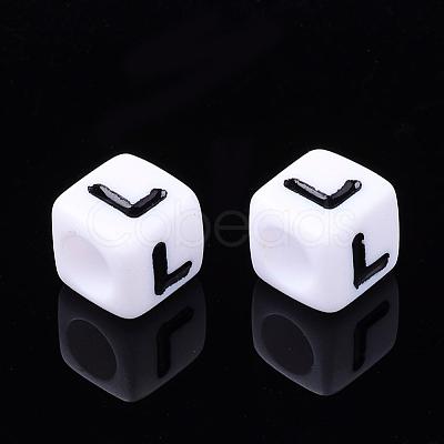 Acrylic Horizontal Hole Letter Beads PL37C9129-L-1