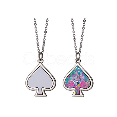 Sublimation Blank Aluminum Pendant Necklace NJEW-E020-02P-01-1