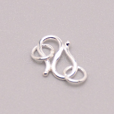 925 Sterling Silver S Shape Clasps STER-WH0001-08B-1