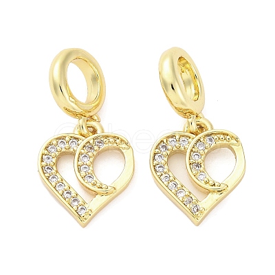 Brass Micro Pave Cubic Zirconia European Dangle Charms KK-D325-19G-01-1