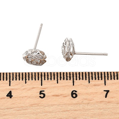 Rose 925 Sterling Silver Micro Pave Clear Cubic Zirconia Stud Earrings EJEW-S271-01P-1