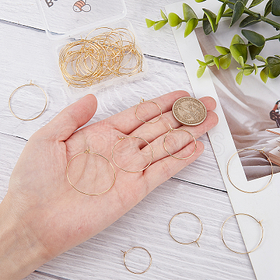 40Pcs 4 Style Brass Hoop Earrings Findings KK-BBC0002-41-1