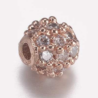 Brass Micro Pave Cubic Zirconia Beads ZIRC-E143-17A-RG-1