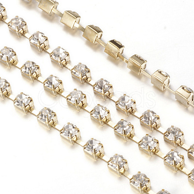 Brass Rhinestone Strass Chains CHC-T002-SS18-01C-1