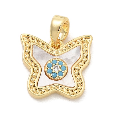 Brass Micro Pave Cubic Zirconia Pendents KK-M303-01G-07-1