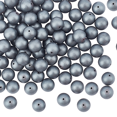 4 Strands Frosted Non-magnetic Synthetic Hematite Round Beads Strands G-OC0001-98-1