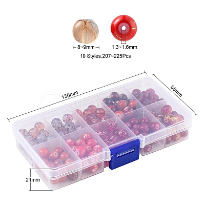 10 Style Spray Painted & Drawbench Transparent & Baking Paint Glass Beads GLAA-YW0001-26D-1