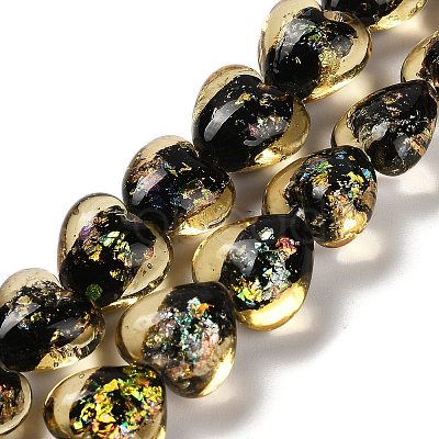 Handmade Dichroic Foil Glass Beads Strands DICH-U001-03C-1