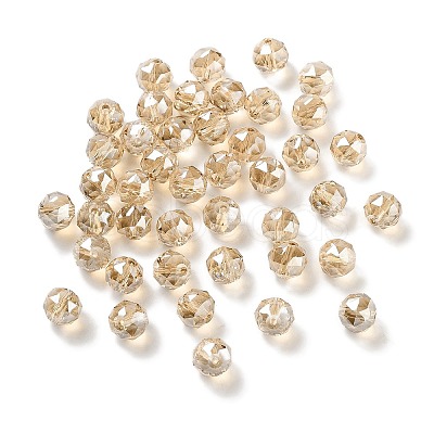 Electroplate Round Glass Beads EGLA-A043-01-PL02-1