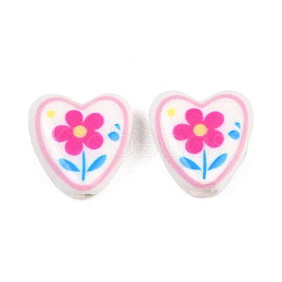 Floral Printed Porcelain Beads PORC-A033-01E-1