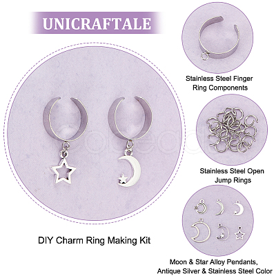 Unicraftale DIY Charms Cuff Ring Making Kit DIY-UN0004-86-1