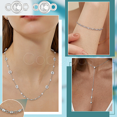 10Pcs 925 Sterling Silver Pave Clear Cubic Zirconia Flat Round Links Connector Charms STER-BC0004-22P-1