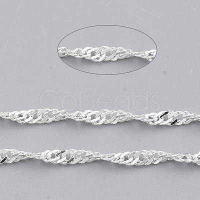 Soldered Brass Coated Iron Singapore Chains CH-T002-03S-1