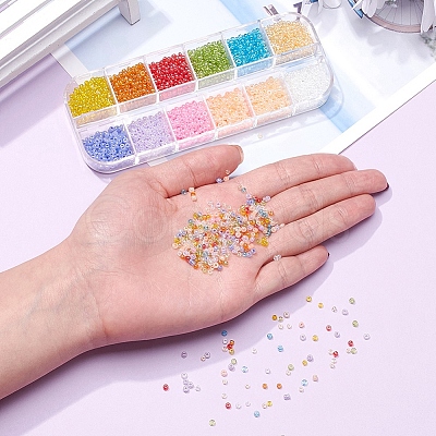 12 Style 12/0 Glass Seed Beads SEED-YW0001-49B-1