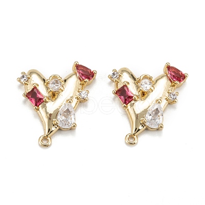 Brass Micro Pave Red Cubic Zirconia Pendants ZIRC-P086-27G-1