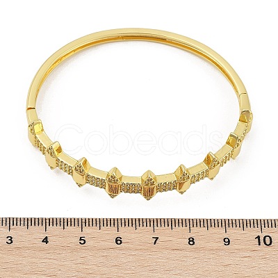 Brass Micro Pave Clear Cubic Zirconia Hinged Bangles for Women BJEW-S168-05G-1