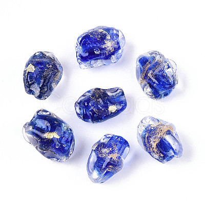 Handmade Gold & Silver Foil Glass Beads FOIL-N030-02C-1
