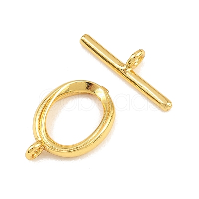 Oval Brass Toggle Clasps KK-G548-35G-1