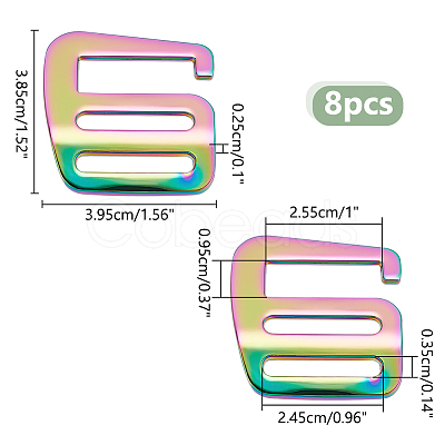 WADORN 8Pcs Alloy Slider Buckles FIND-WR0010-78-1