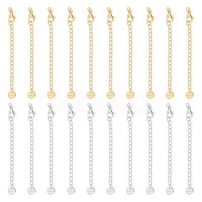 20Pcs 2 Colors 304 Stainless Steel Chain Extender STAS-UN0060-91-1