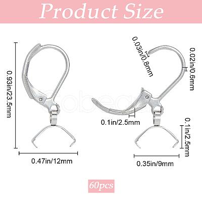 60Pcs 304 Stainless Steel Leverback Earring Findings STAS-SP0001-21P-1